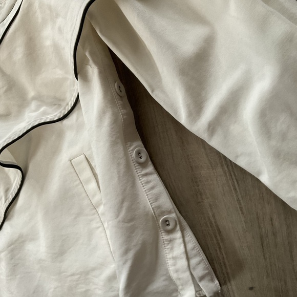 SELF-PORTRAIT Cotton Poplin Frill Shirt Size 10 - Picture 4 of 10